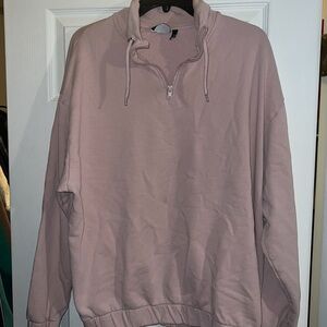 ASOS DESIGN hoodie with half zip in pastel pink sz M men’s